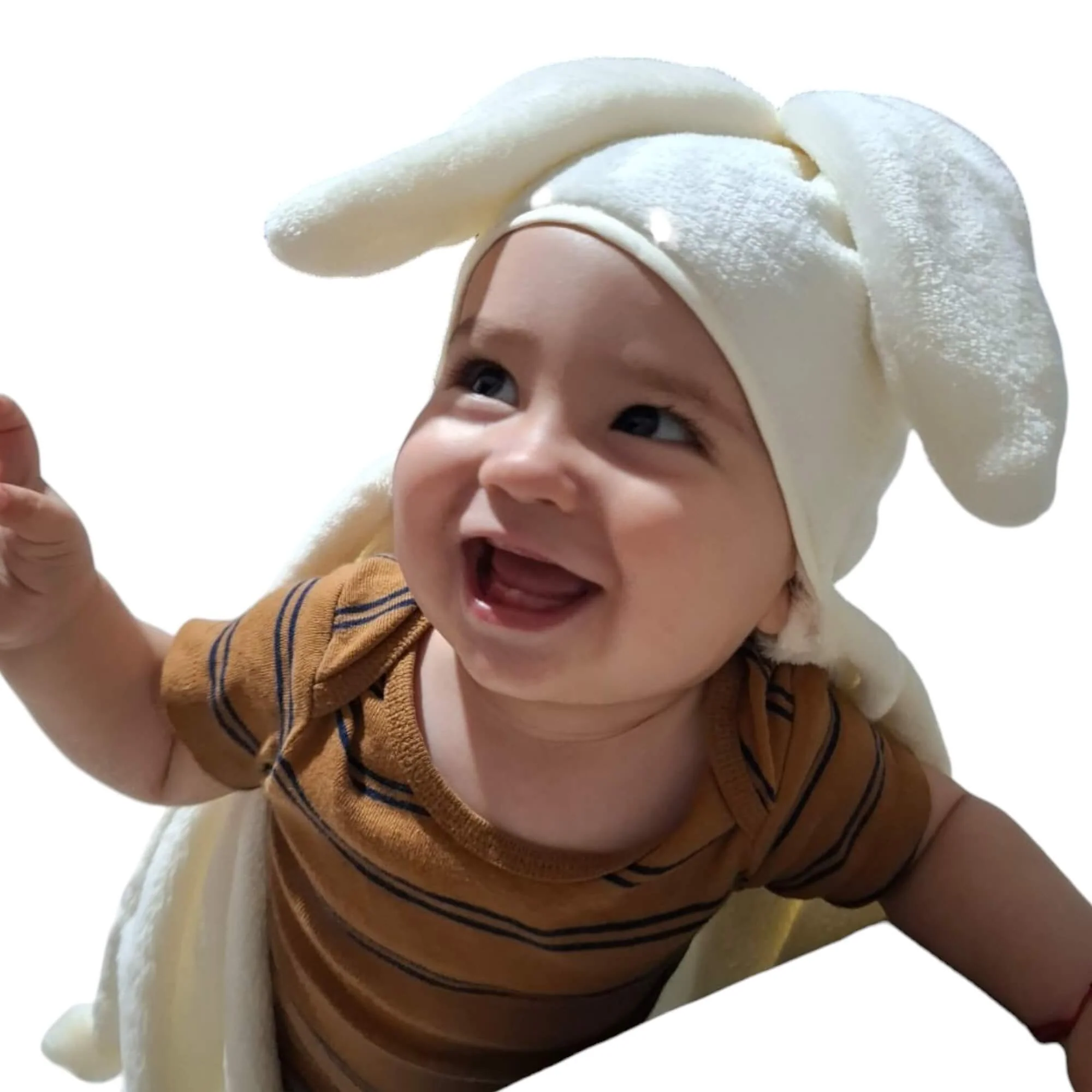 Cobija con Gorro Cary Conejo 80x100 cm, Tela polar Beige - Imagen 5