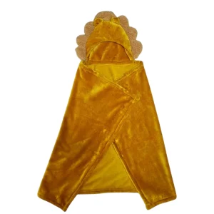 Cobija con Gorro Cary León 80x100 cm, Tela polar Amarillo