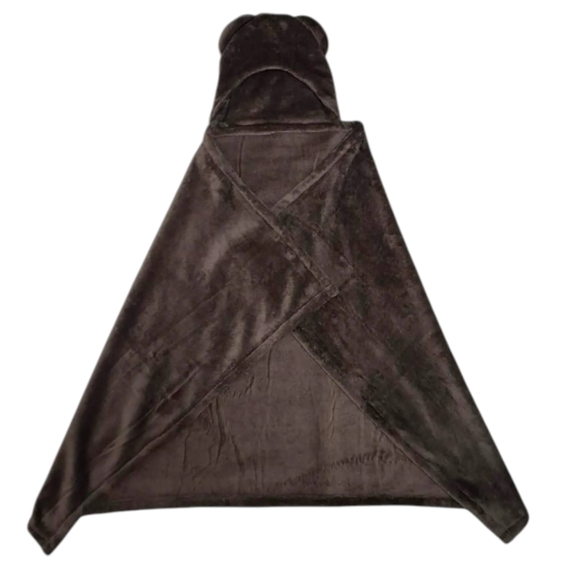 Cobija con Gorro Cary Oso 80x100 cm, Tela polar Café chocolate - Imagen 2