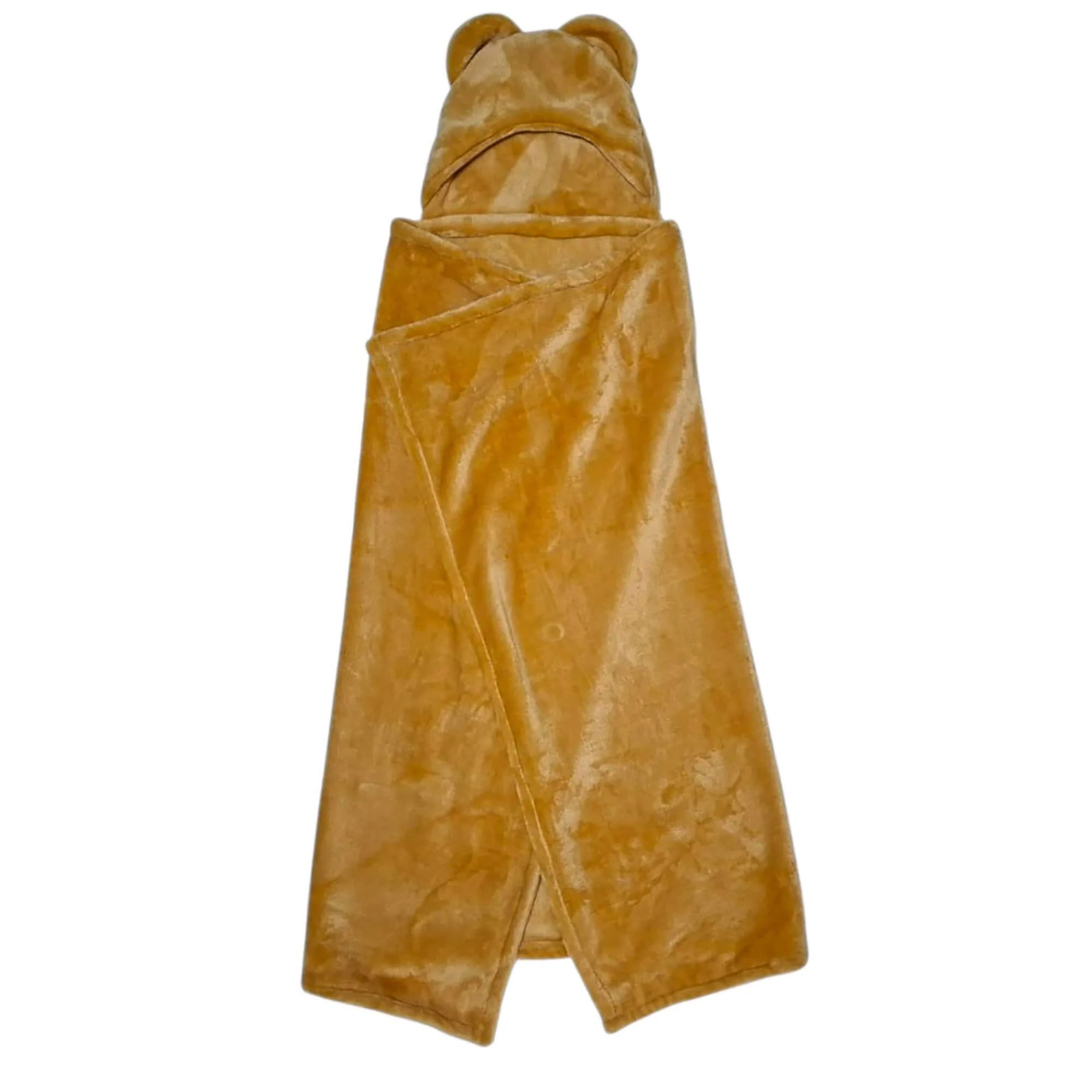 Cobija con Gorro Cary Oso Claro 80x100 cm, Tela polar Café claro - Imagen 2