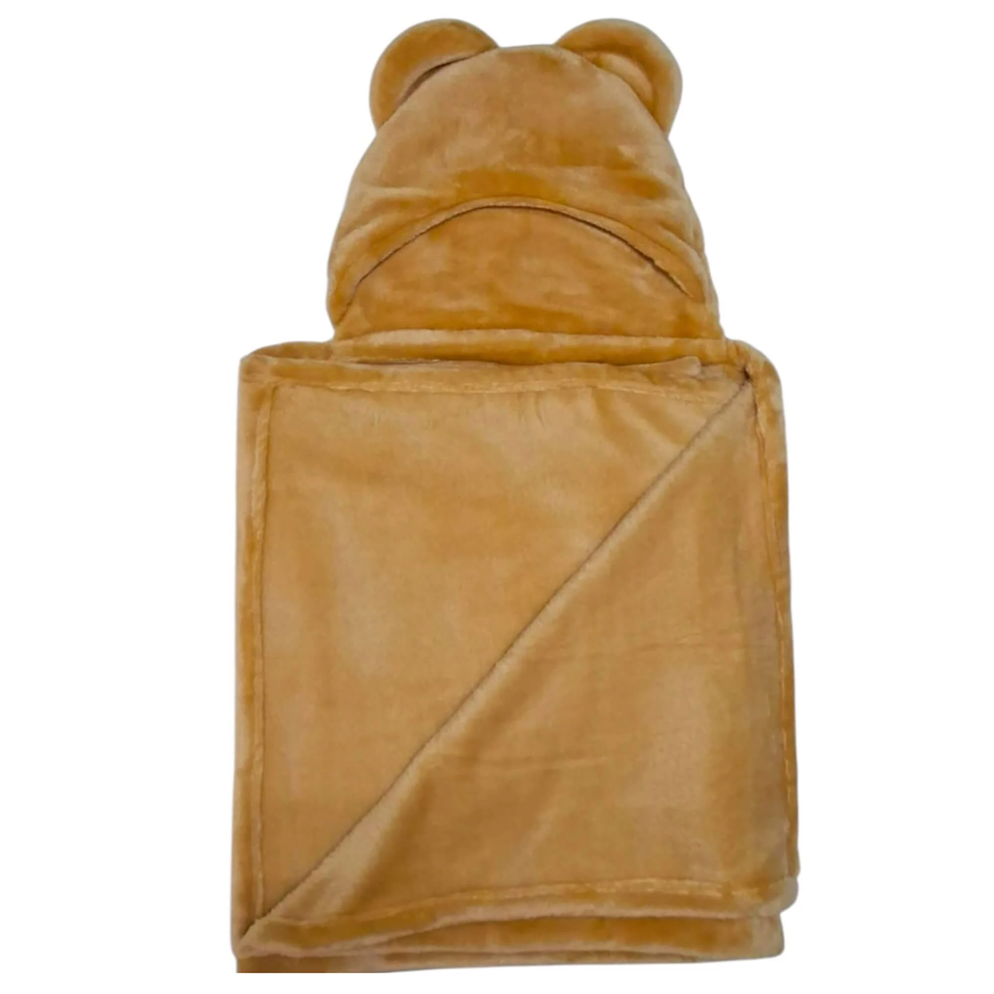 Cobija con Gorro Cary Oso Claro 80x100 cm, Tela polar Café claro - Imagen 7