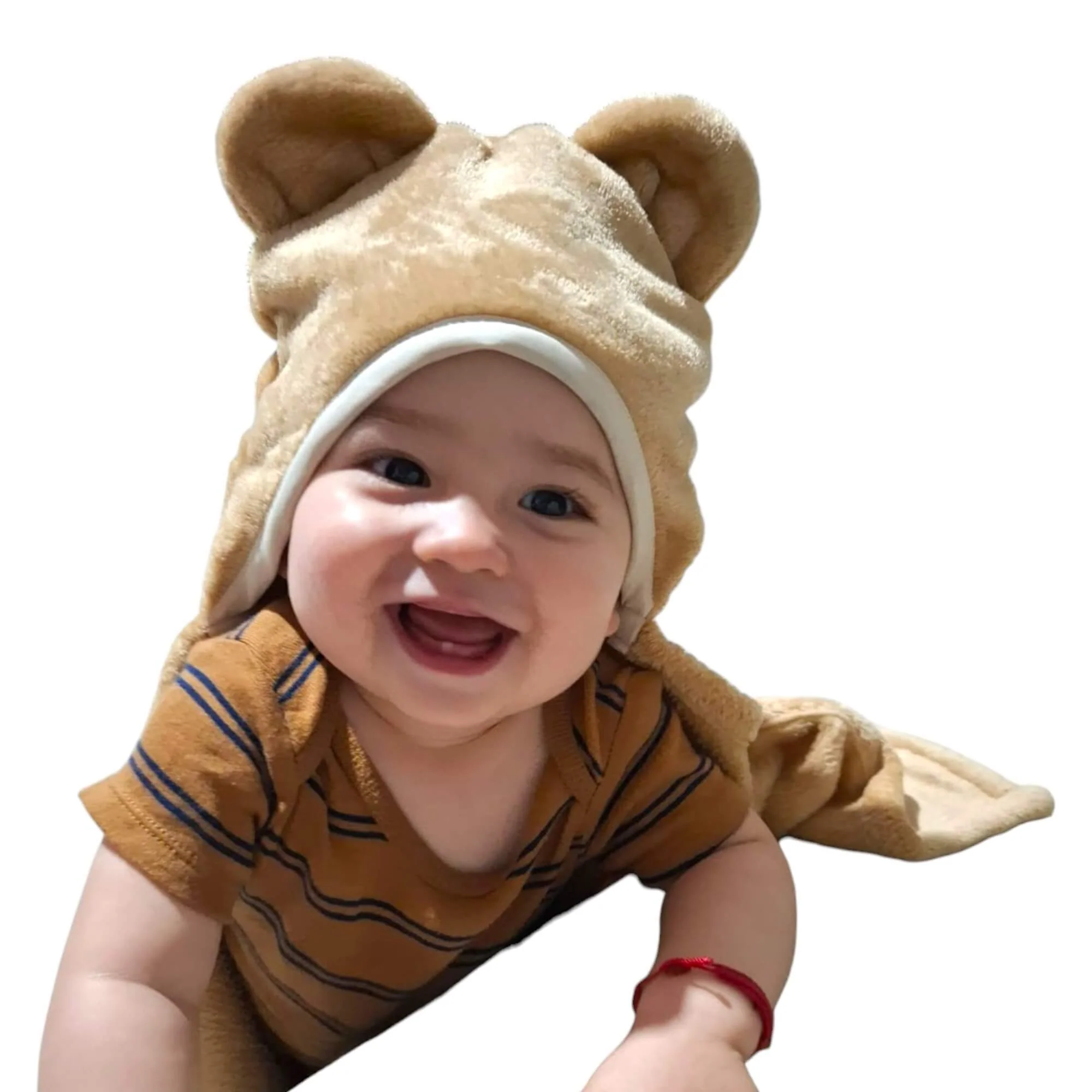 Cobija con Gorro Cary Oso Claro 80x100 cm, Tela polar Café claro - Imagen 6