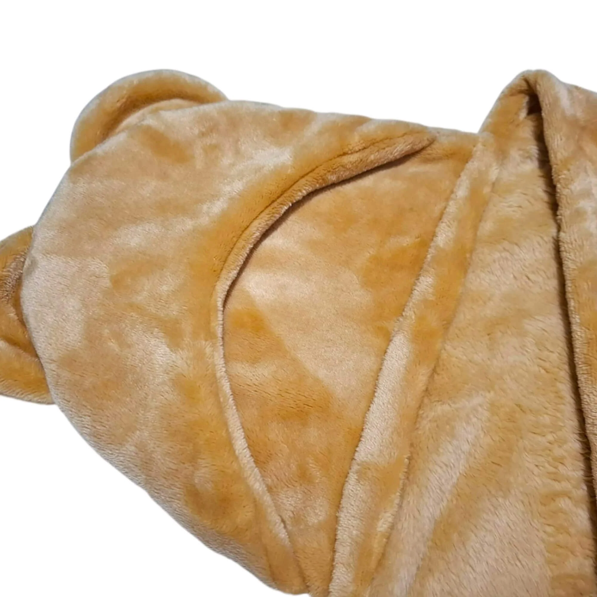 Cobija con Gorro Cary Oso Claro 80x100 cm, Tela polar Café claro - Imagen 4