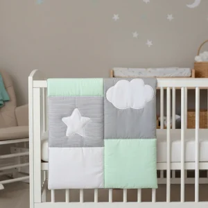 Edredon Cuna Cary bebé ELEN 1 Pieza Gris/Verde